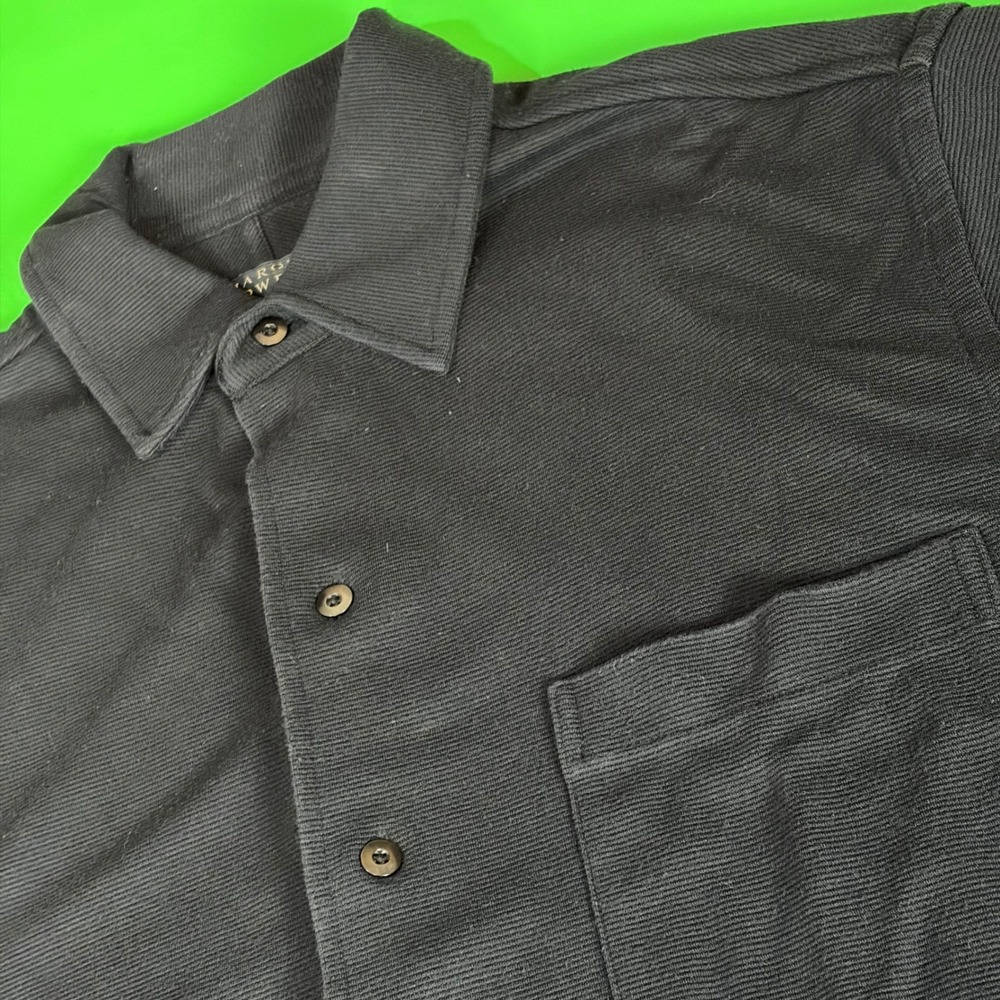 Harold Powell Button Up Shirt Mens M Black Short Sleeve Textured Modal Casual